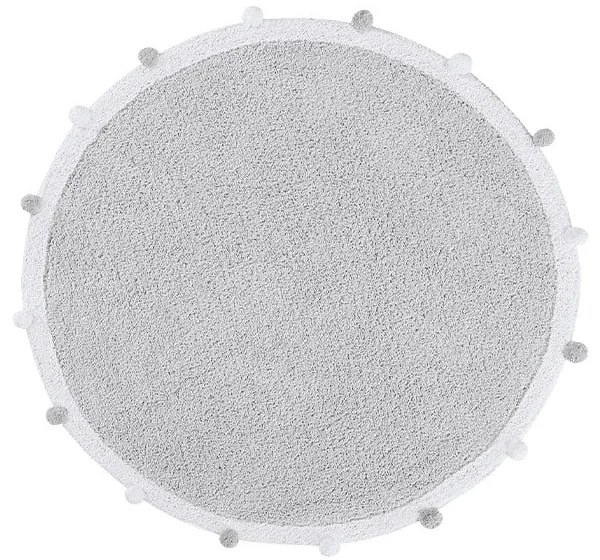 Covor pentru copii gri deschis lavabil/țesut manual din bumbac ø120 cm Bubbly – Lorena Canals