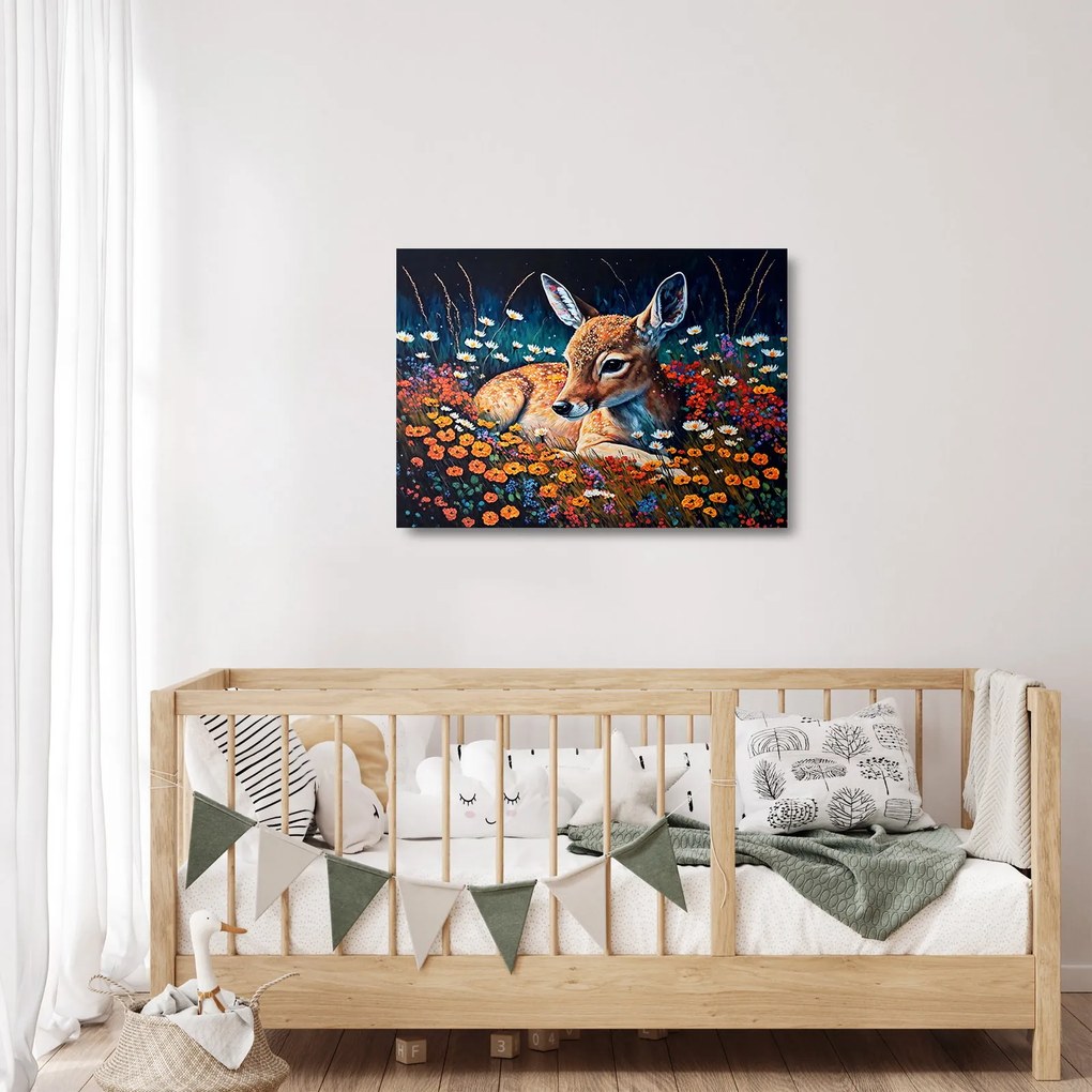 Tablou pe sticlă - Cerb pictat (70x50 cm)