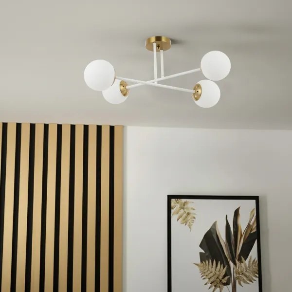 Brilagi - Lustră aplicată MALIVA, 4xE14/15W/230V, auriu/alb