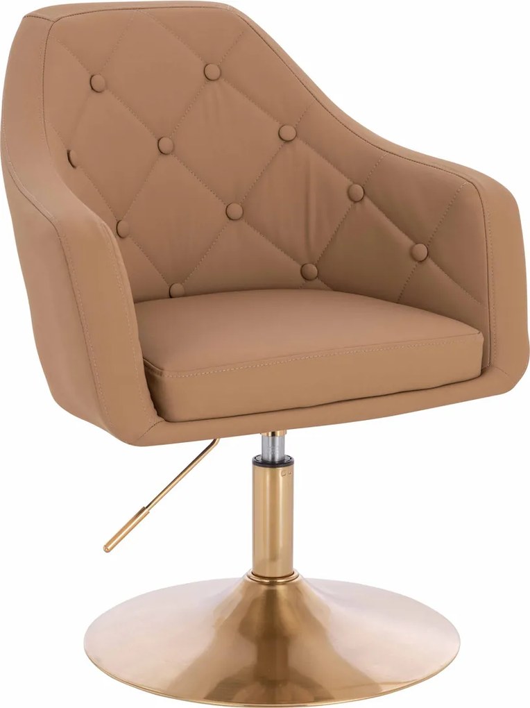 HR831N Scaun Caramel Piele Ecologica Premium Soft cu Bază Aurie