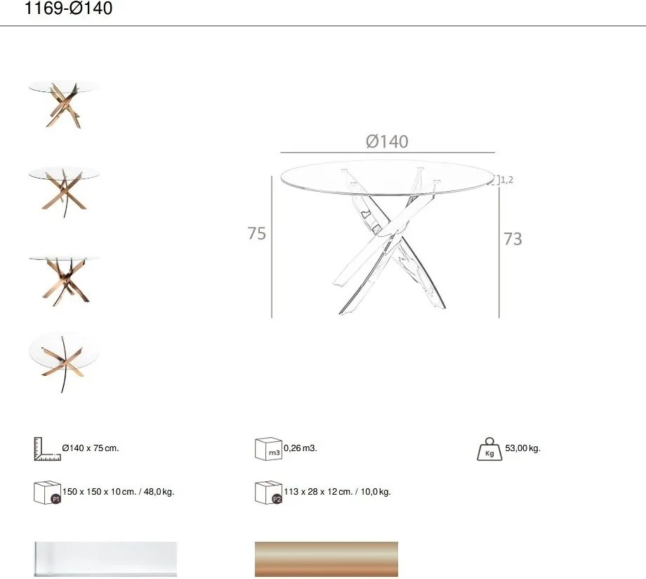 Masa rotunda design modern Veola auriu roze 140cm