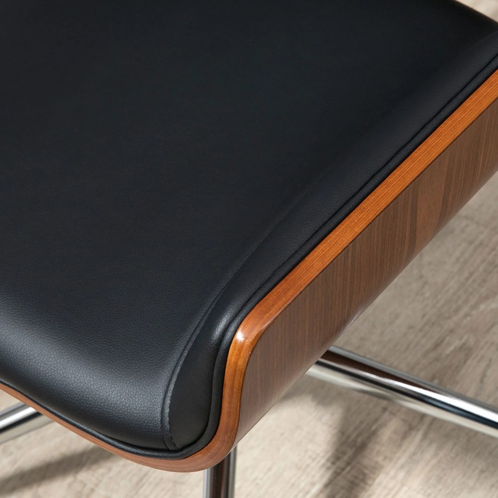 Vinsetto Scaun de birou design vintage înălțime reglabila pivotant 360° picioare cromate 51 x 65,5 x 86-96 cm negru | Aosom Romania