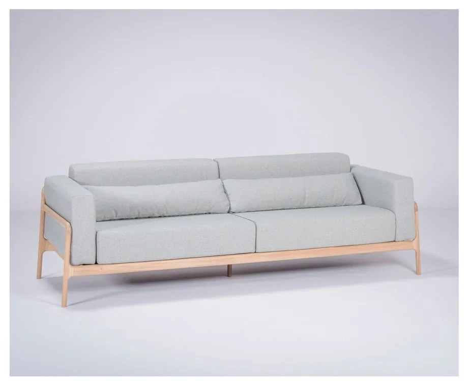 Canapea cu structură din lemn de stejar Gazzda Fawn Plus, 240 cm, albastru - gri