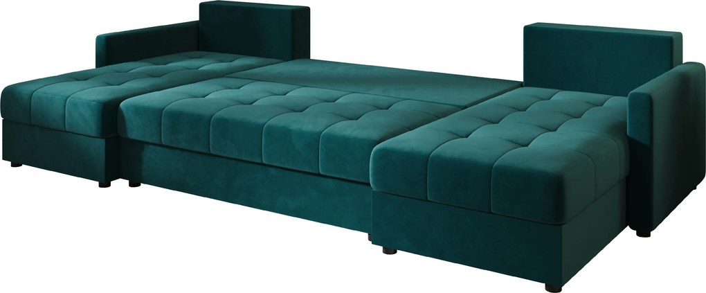 Coltar extensibil in forma de U VENORIA, petrol, 285x146 cm + 2 perne GRATUIT