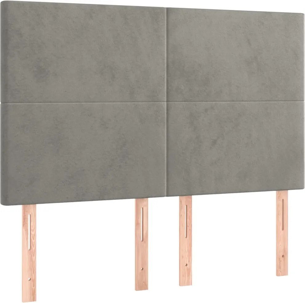 vidaXL Tăblie de pat gri deschis 144x5x118/128 cm catifea