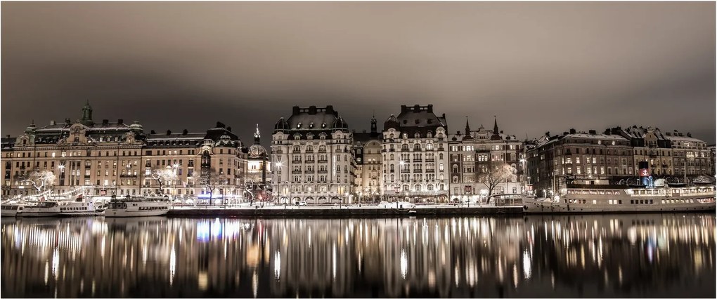 Tablou cu orașul în amurg (120x50 cm)