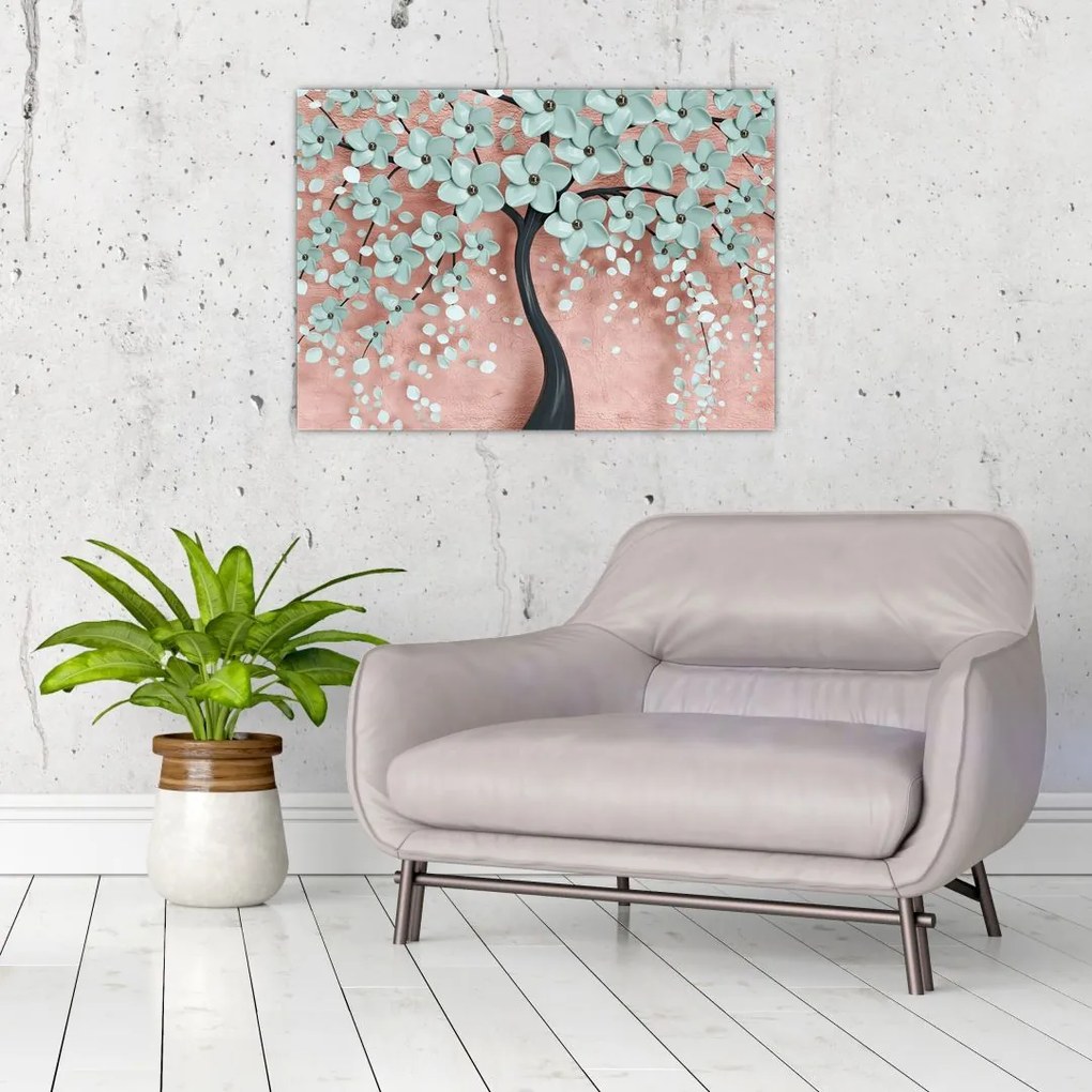 Tablou - Flori albastre în pastel (70x50 cm)