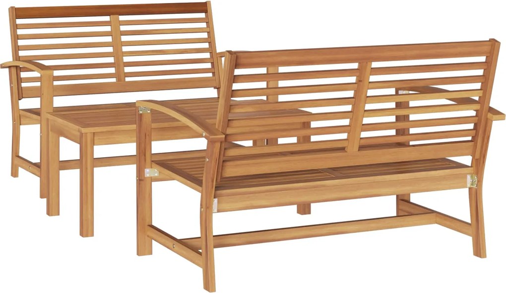 vidaXL Set de canapele pentru grădină 3 pcs natural Lemn solid de tec