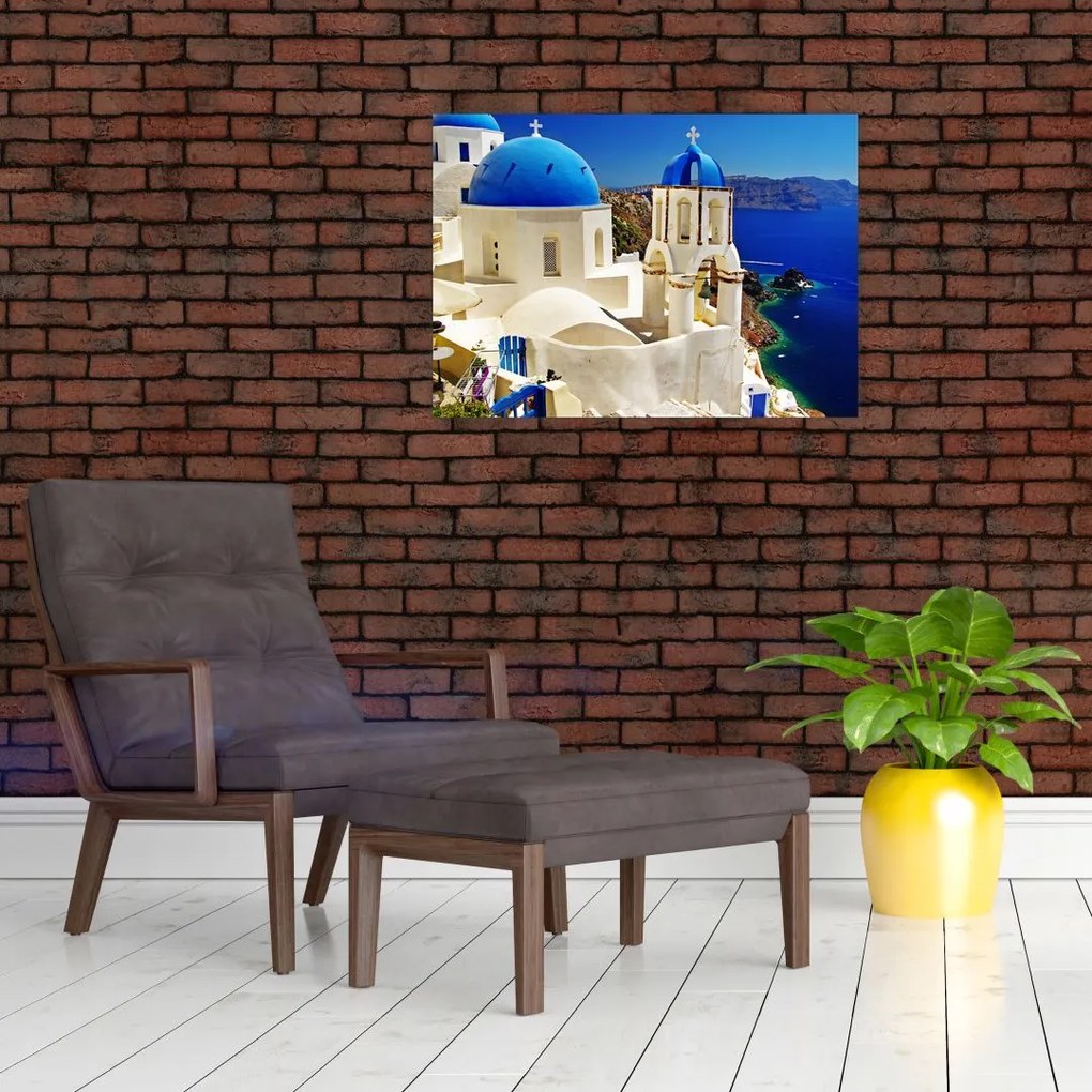 Tablou pe sticlă - Santorini, Grecia (70x50 cm)