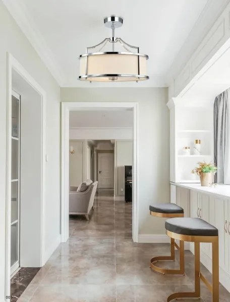 Open Design OR80865 - Lustră pe tijă STANZA, 3xE27/15W/230V, Ø 42 cm, l. crom/alb