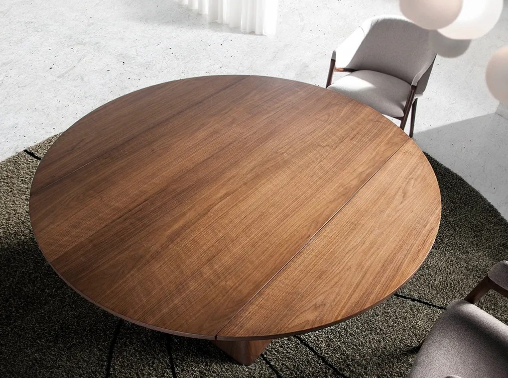 Masa extensibila eleganta design LUX Walnut Veneered 80-140x140cm