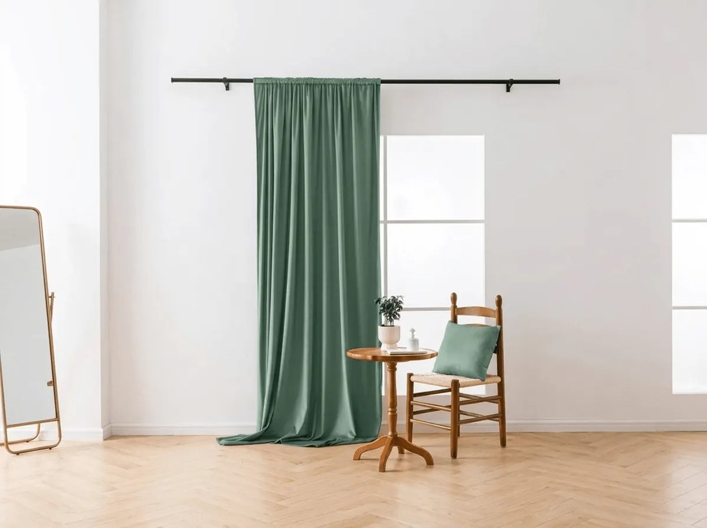 Draperie opaca DREAM VELVET 140x250 cm, verde salvie Agatat: Inele metalice