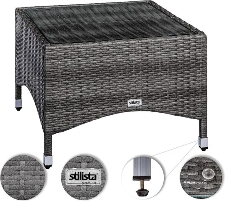 STILISTA Masă pliabilă 58 x 58 cm, polyrattan, crem