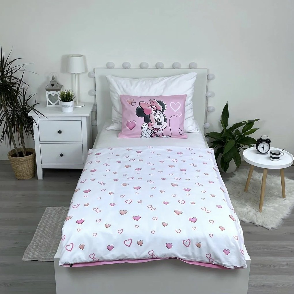 Jerry Fabrics Lenjerie de pat din bumbac pentru copii Minnie Powder pink