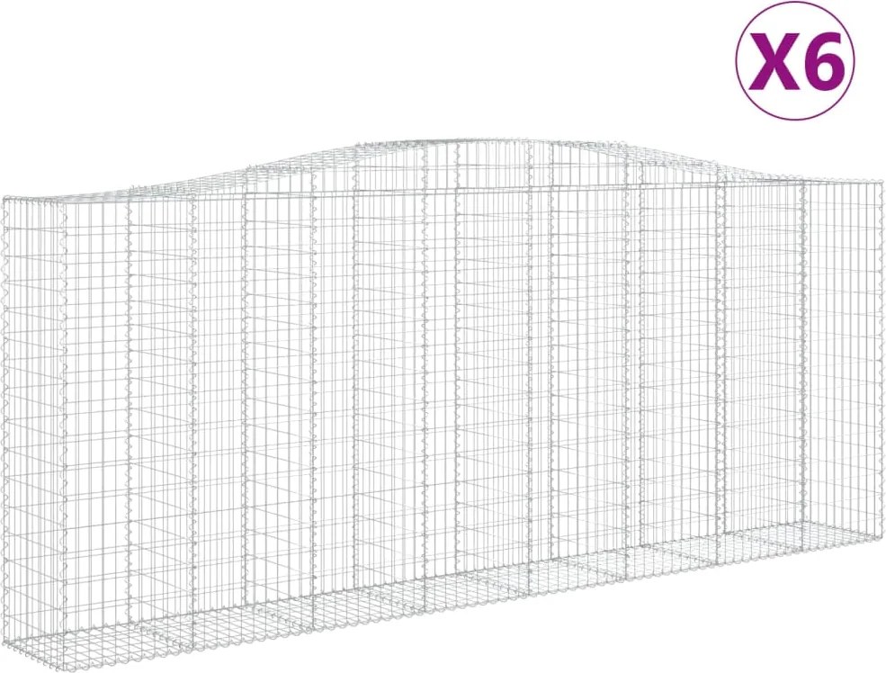 vidaXL Coșuri gabion arcuite 6 buc. 400x50x160/180 cm, fier galvanizat