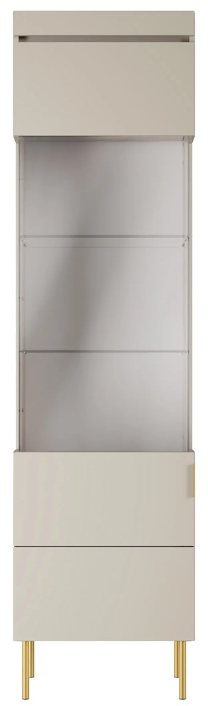 Vitrină Sentia 1D 50 cm pentru camera de zi - cașmir / auriu