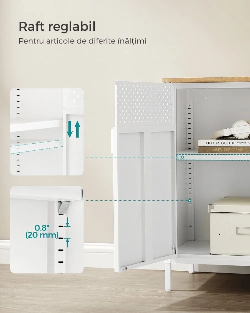 Dulap de depozitare metalic BRIX, 76x80x40cm, albă/maro SongmicsHome
