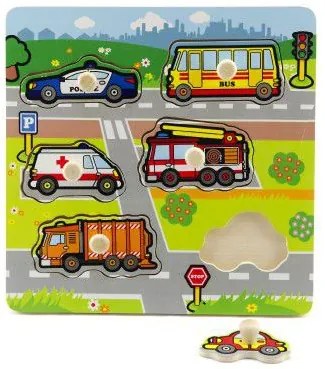 Primele mele mașini din lemn 6buc 22,5x22,5x2,5 cm 12luni