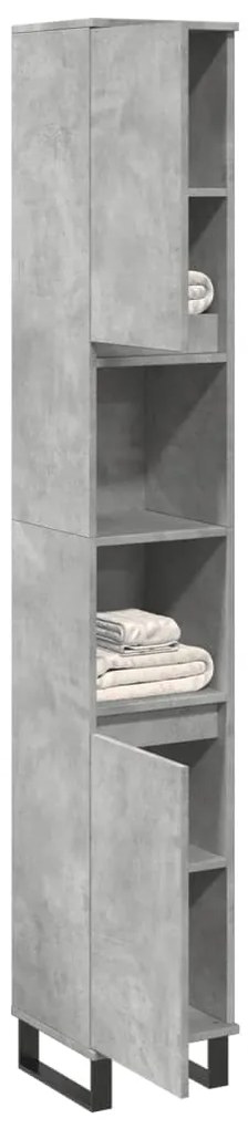 vidaXL Dulap de baie, gri beton, 30x30x190 cm, lemn prelucrat