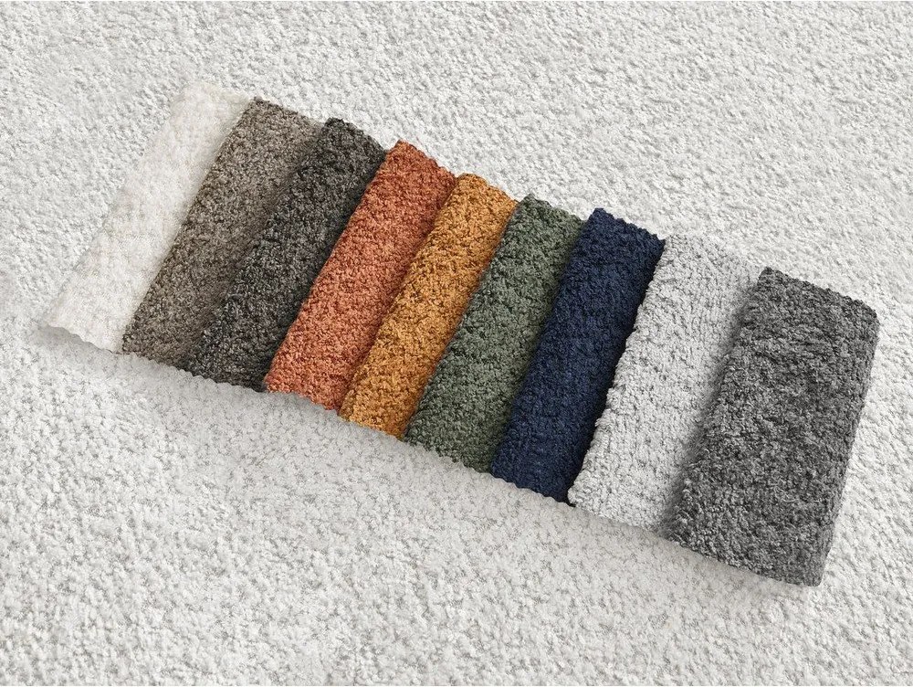 Canapea albă cu tapițerie din țesătură bouclé 234 cm Azra – Bobochic Paris