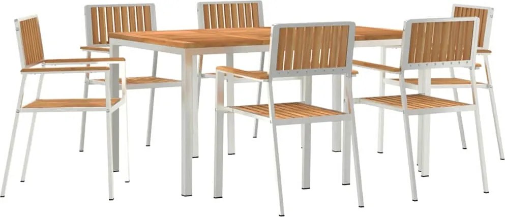 vidaXL Set dining pentru exterior 7 pcs Maro Lemn solid de tec