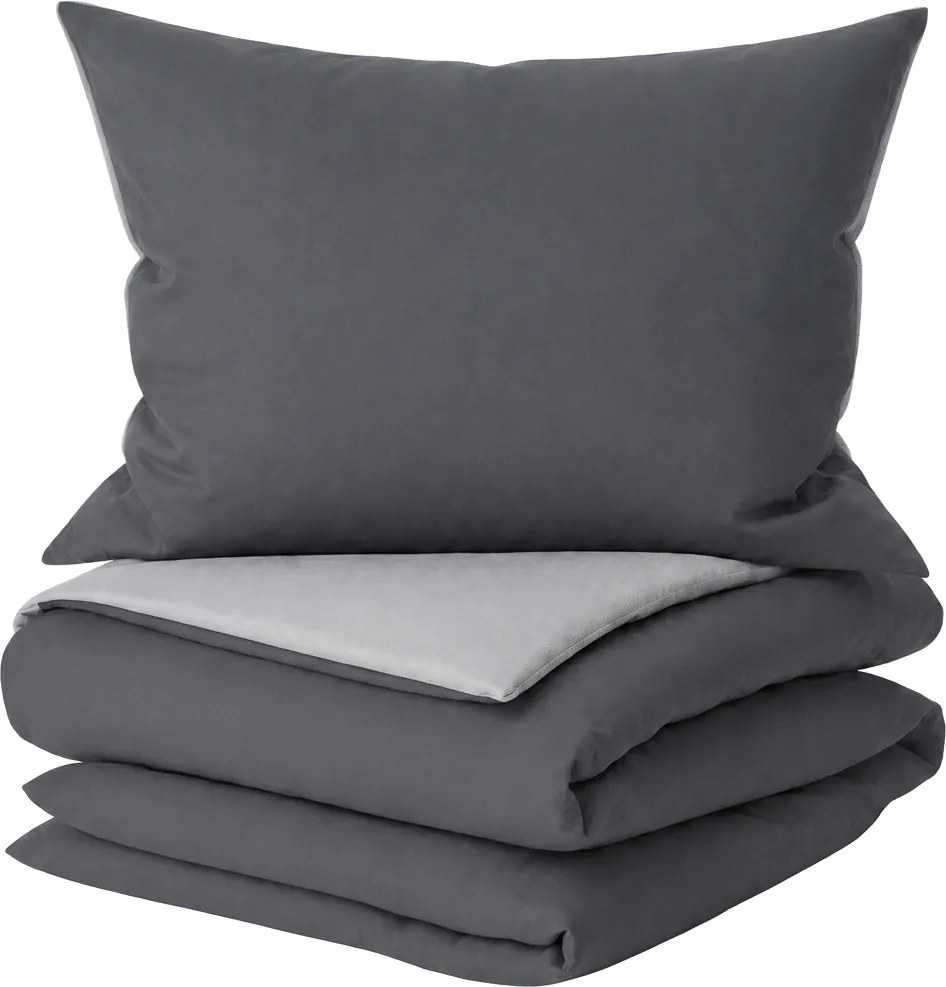 Lenjerie de pat din bumbac LITS gri deschis Dimensiune lenjerie de pat: 2 ks 60 x 70 cm | 240 x 200 cm