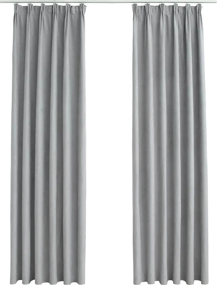 vidaXL Draperii opace cu cârlige, 2 buc., gri, 140 x 225 cm