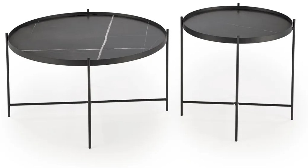 Set 2 mese de cafea Julieta marmura neagra/negru