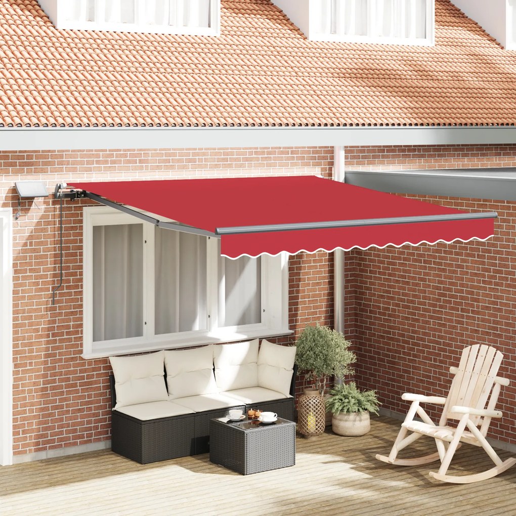 Marchiză Manuală Retractabilă cu LED Roșie 350x250 cm