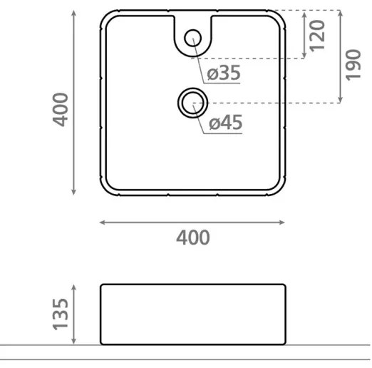 Bathco 4163 - Lavoar pentru blat CIRCUS 40x40 cm porțelan/alb