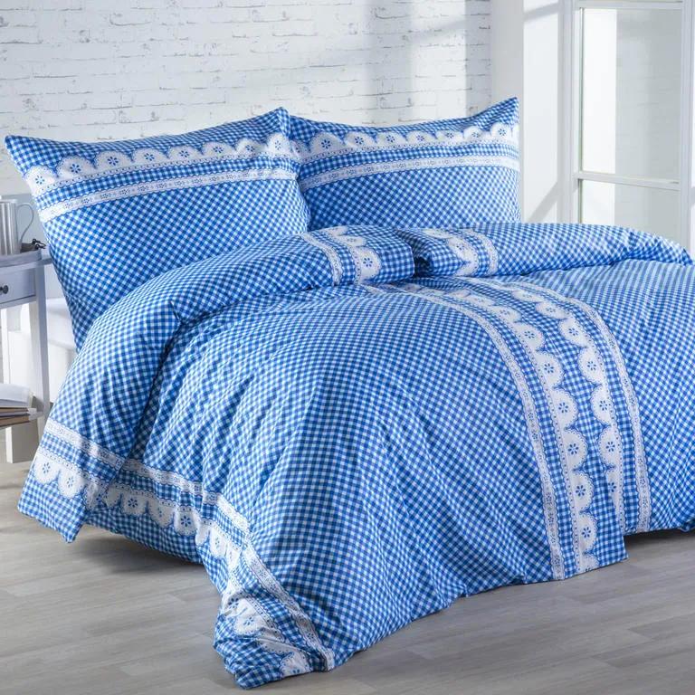 Lenjerie de pat din bumbac MATYLDA albastră lungime prelungită