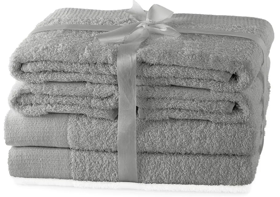 Prosoape de baie gri 6 buc. din bumbac frotir Amari – AmeliaHome