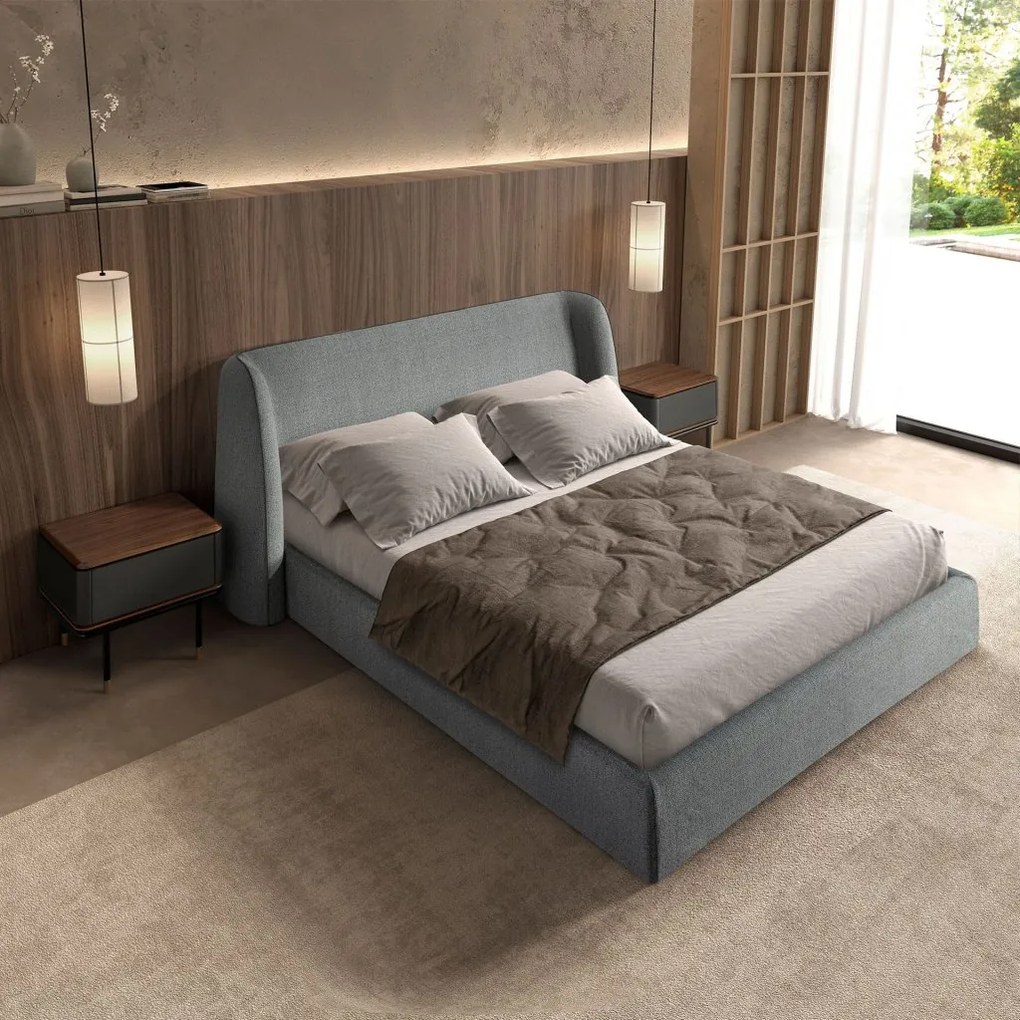 Pat dublu tapitat design LUX Dark grey, 180x200cm