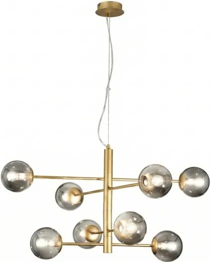 Ondaluce - Lustru pe cablu ELISEO 8xE14/10W/230V diam. 97 cm auriu/bej fumuriu