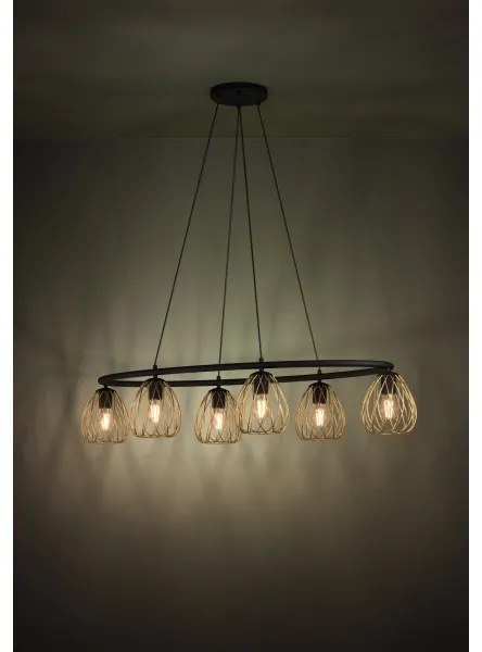 Lustră pe cablu Eglo 390092 JAZMINIA 6xE27/40W/230V negru/auriu