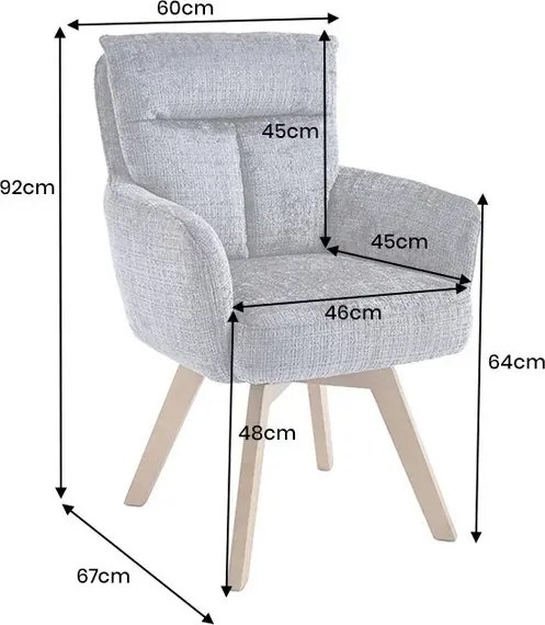 Set de 2 scaune pivotante picioare din lemn Big George gri chenille