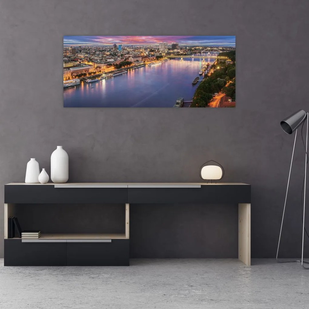 Tablou cu orașul Bratislava cu râu (120x50 cm)