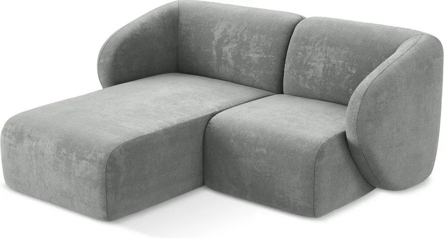 Colțar gri cu tapițerie din chenille (cu colț pe partea stângă/cu șezlong) Lani – Makamii