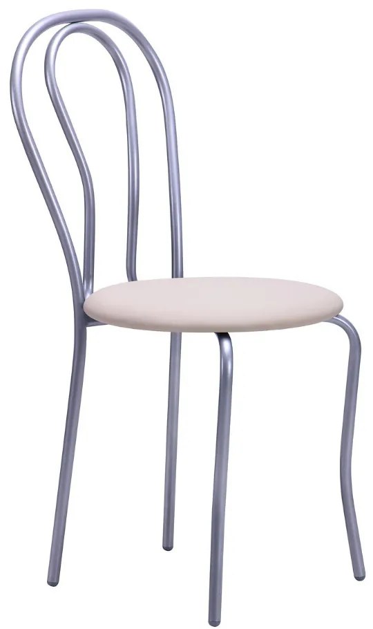 Scaun dining Tulipan Alu, piele ecologica, crem