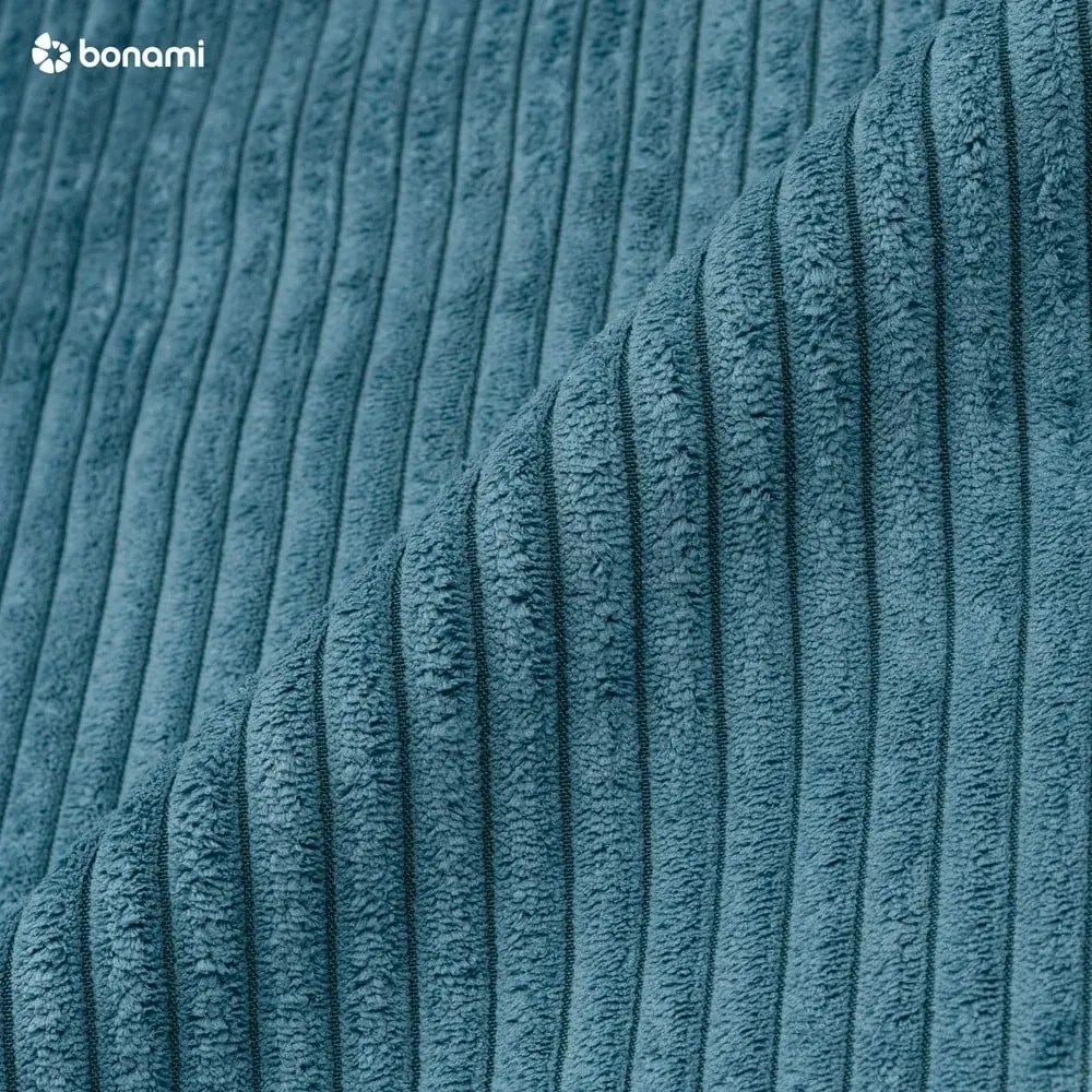 Fotoliu turcoaz cu tapițerie din catifea reiată Niko – Ropez