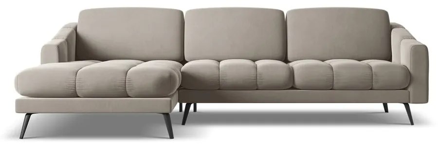 Colțar bej cu tapițerie din catifea (cu colț pe partea stângă) Nalu – Makamii