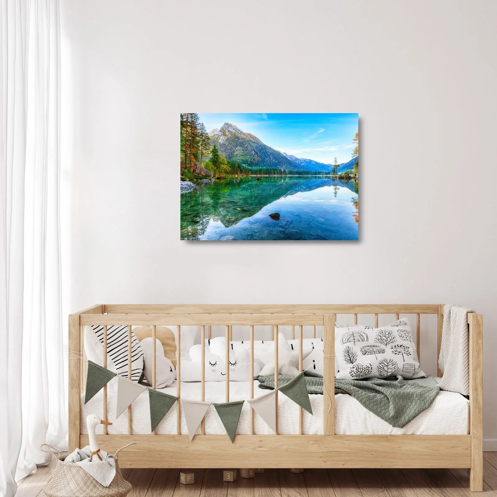 Tablou pe sticlă - Lacul Hintersee (70x50 cm)