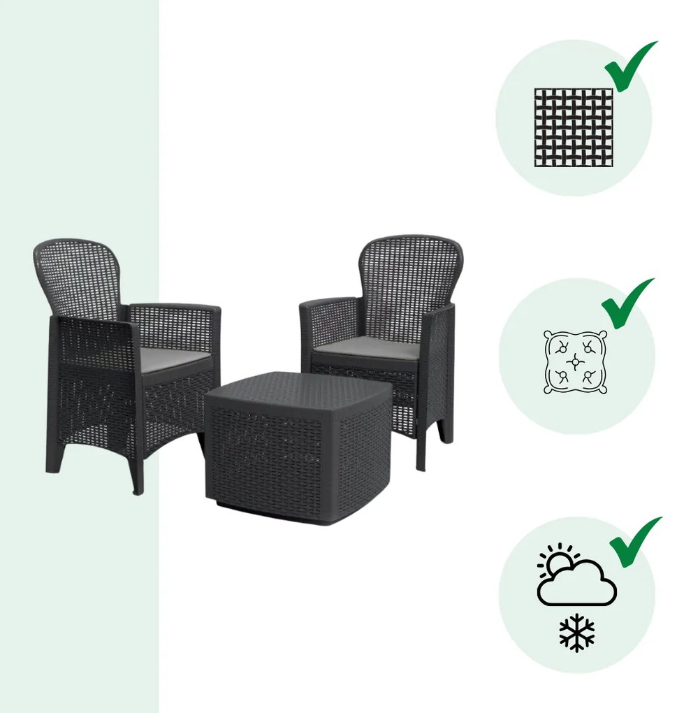 Set de grădină TREE, 3 piese, antracit I.P.A.E-Progarden