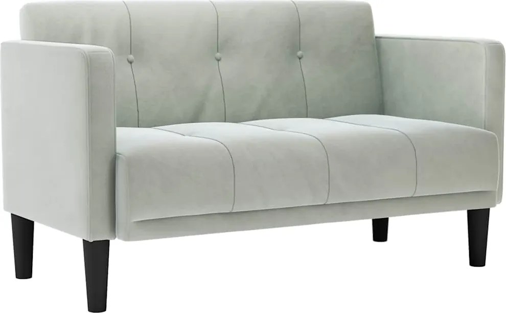 vidaXL Canapea loveseat, gri deschis, 111 cm, catifea