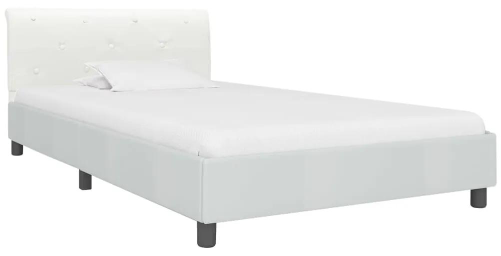 284870 vidaXL Cadru de pat, alb, 90 x 200 cm, piele ecologică