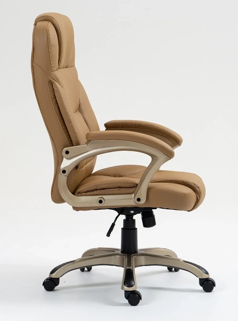 RESIGILAT- Scaun directorial DESMOND, recliner, pivotant, inaltime reglabila, rezistent 150 kg, piele PU, Maro