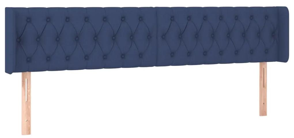 3119124 vidaXL Tăblie de pat cu aripioare, albastru, 183x16x78/88 cm textil