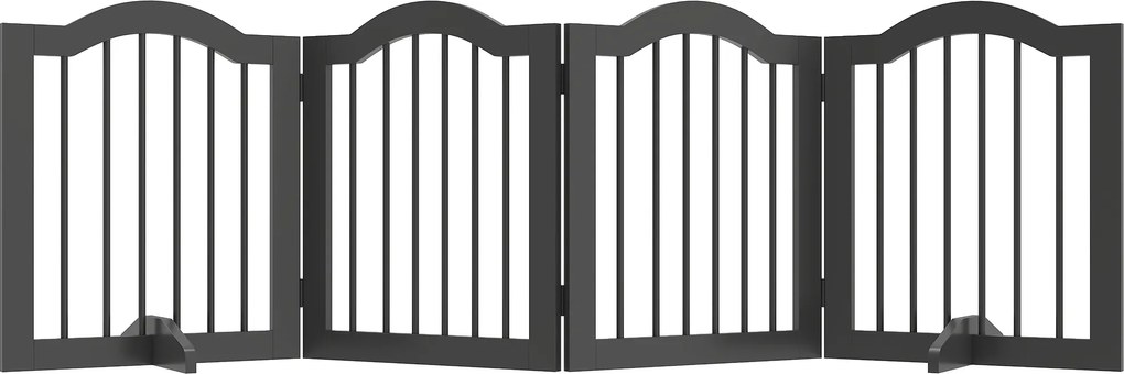 PawHut Barieră pentru câini barieră de protecție autoportantă cu picioare, barieră pliabilă pentru câini, 4 panouri, 208 x 29,5 x 61 cm, Negru | Aosom Romania