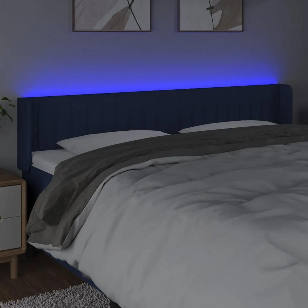 Tablie de pat cu LED, albastru, 183x16x78 88 cm, textil 1, Albastru, 183 x 16 x 78 88 cm