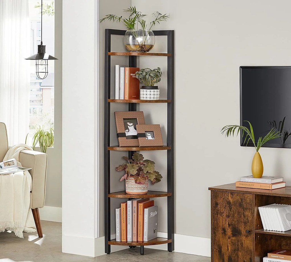 Etajera de colt TAYLOR 5 rafturi 150x30 cm, rustic maro